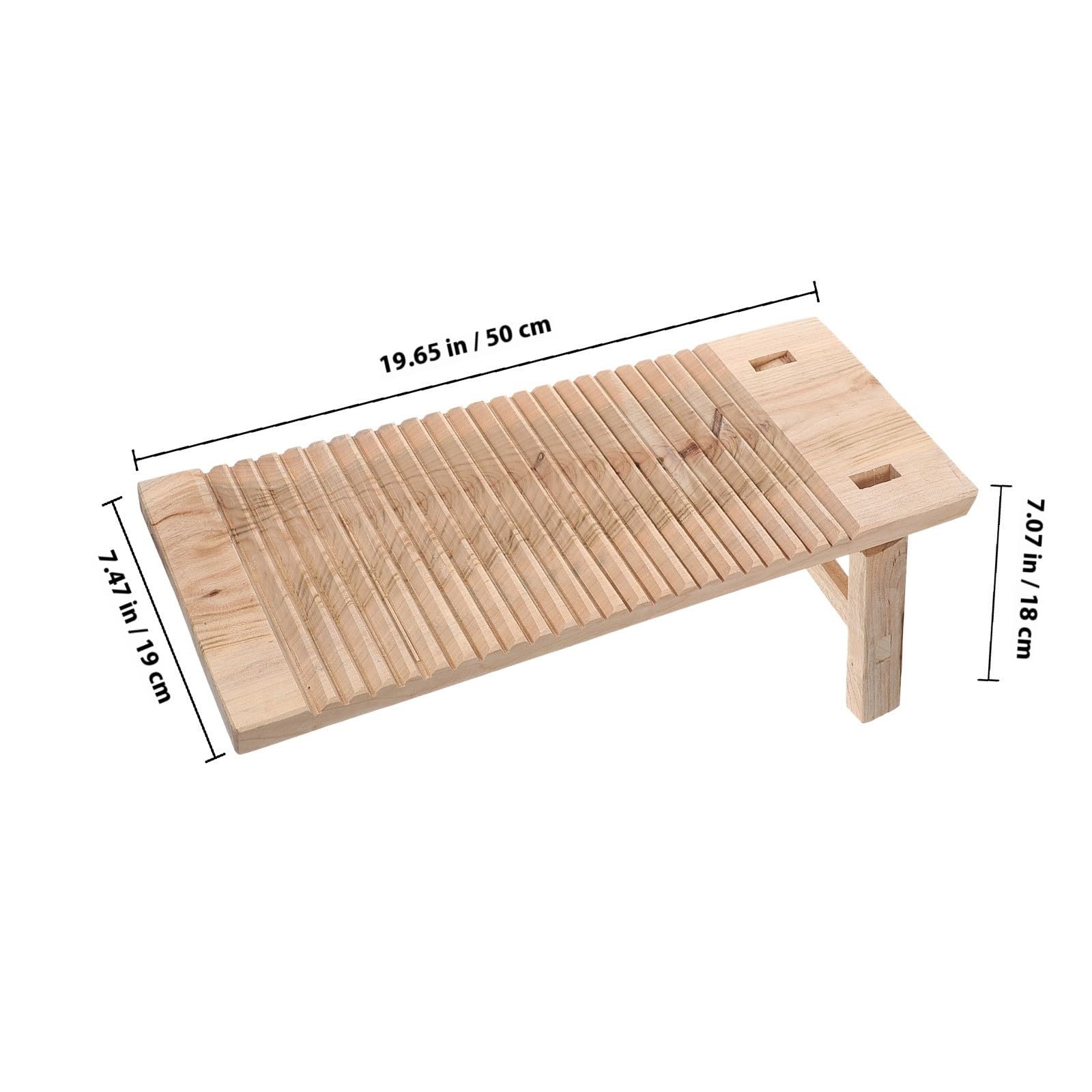 BETOOKY Verdicktes Holzwaschbrett mit Füßen Robust und Rutschfest zum Waschen von Babykleidung und Windeln Praktische Größe 50x20x2,5cm