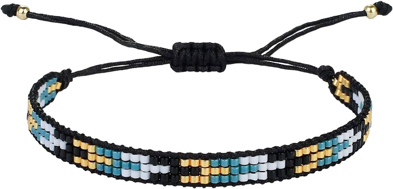 KELITCH Miyuki Seed Beaded Bracelets Bangle Handmade Friendship Braided Wrap Bracelet for Women Fashion Colorful Bracelets