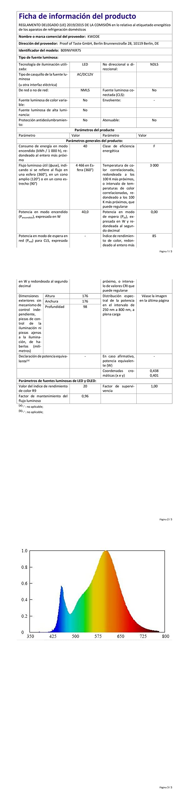 LED iluminación de piscina PAR56, 40W blanco cálido LED luces de piscina IP68 impermeable 12V DC/AC (Blanco Cálido)