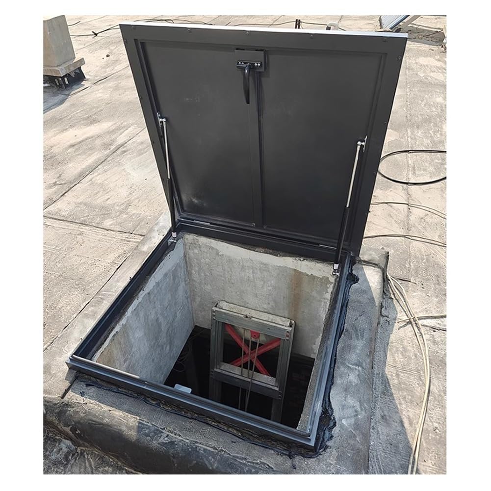 Roof Accesses Hatch Manhole Lids, Galvanized Steel Security Door Ceiling Entry Cover with Handle & Gas Shock Strut, House Roof Caps for Maintenance, Emergency(55x65cm)