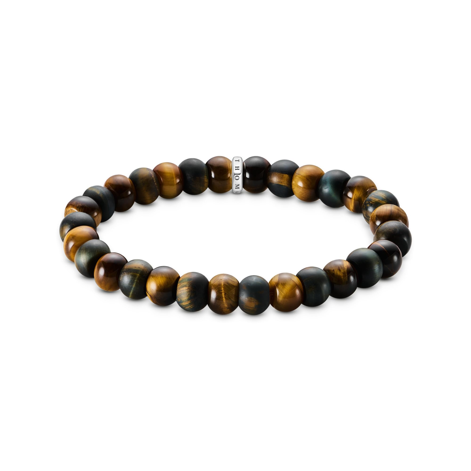 Thomas Sabo Tiger Eye Bracelet Brown Gold Blue Gold Recycled 925 Silver 21cm A2196-826-2-L21