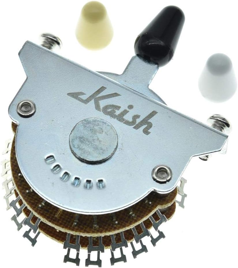 KAISH Guitar 5-way Super Switch Pickup Selector Super 4-Pole Double Wafer for Strat/Tele Guitars with Black/Ivory/White Tip