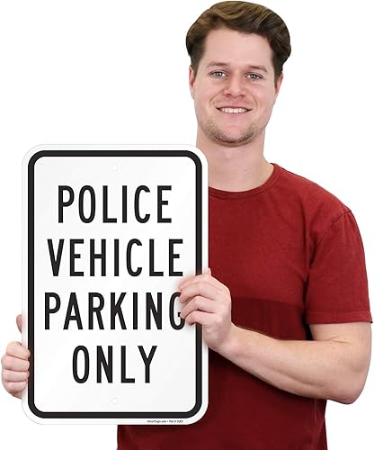 Miniatura 2 de SmartSign - K-4470-AL-12x18 "Solo estacionamiento de vehículos policiales" Letrero  12 x 18 pulgadas Aluminio Negro sobre Blanco