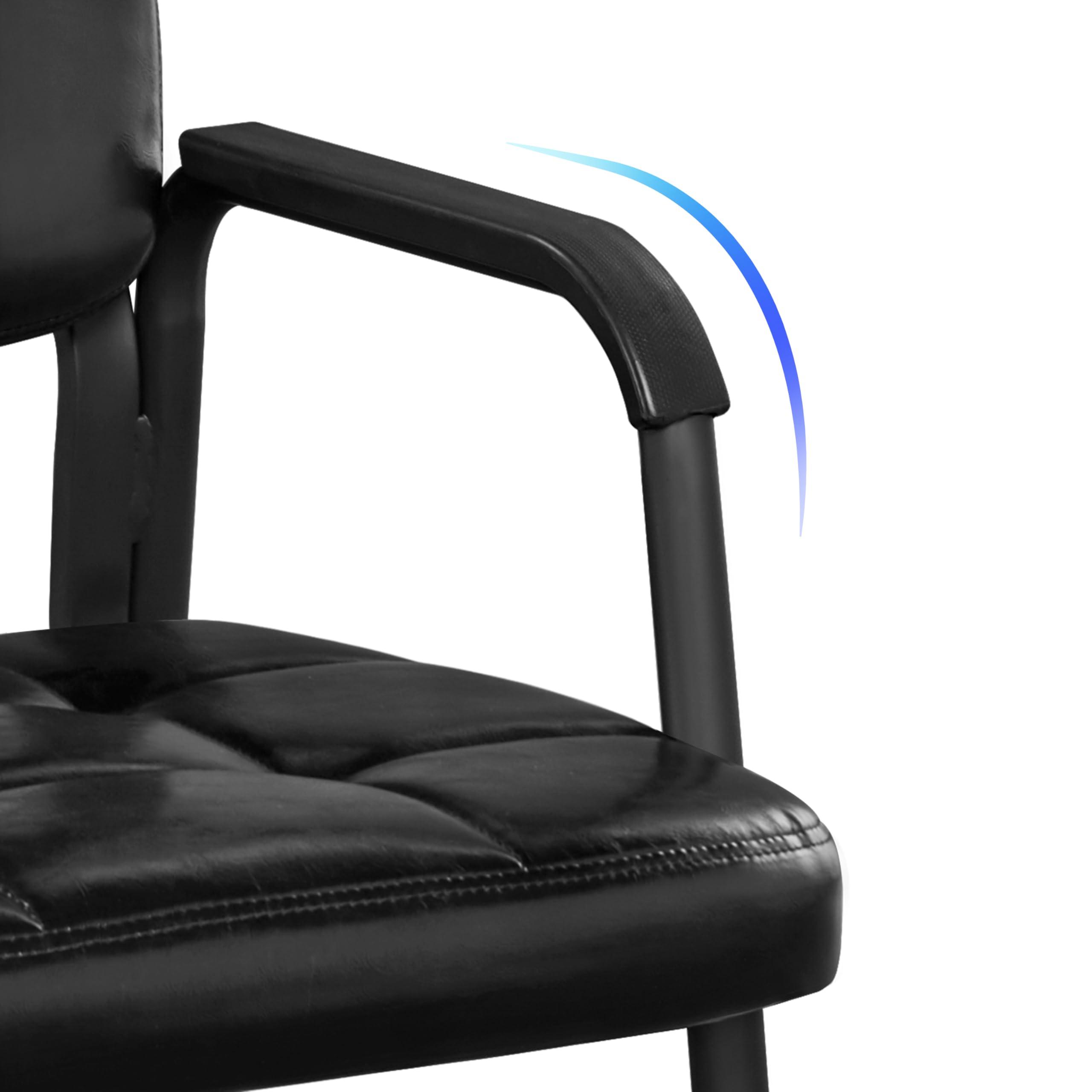 Yaheetech Chaises de Visiteur Fauteuil Salon Fauteuil d'accueil Visiteur Siège Rembourré en Smilicuir pour Bureau/Salle d'Attente/Cuisine Noir Lot de 2