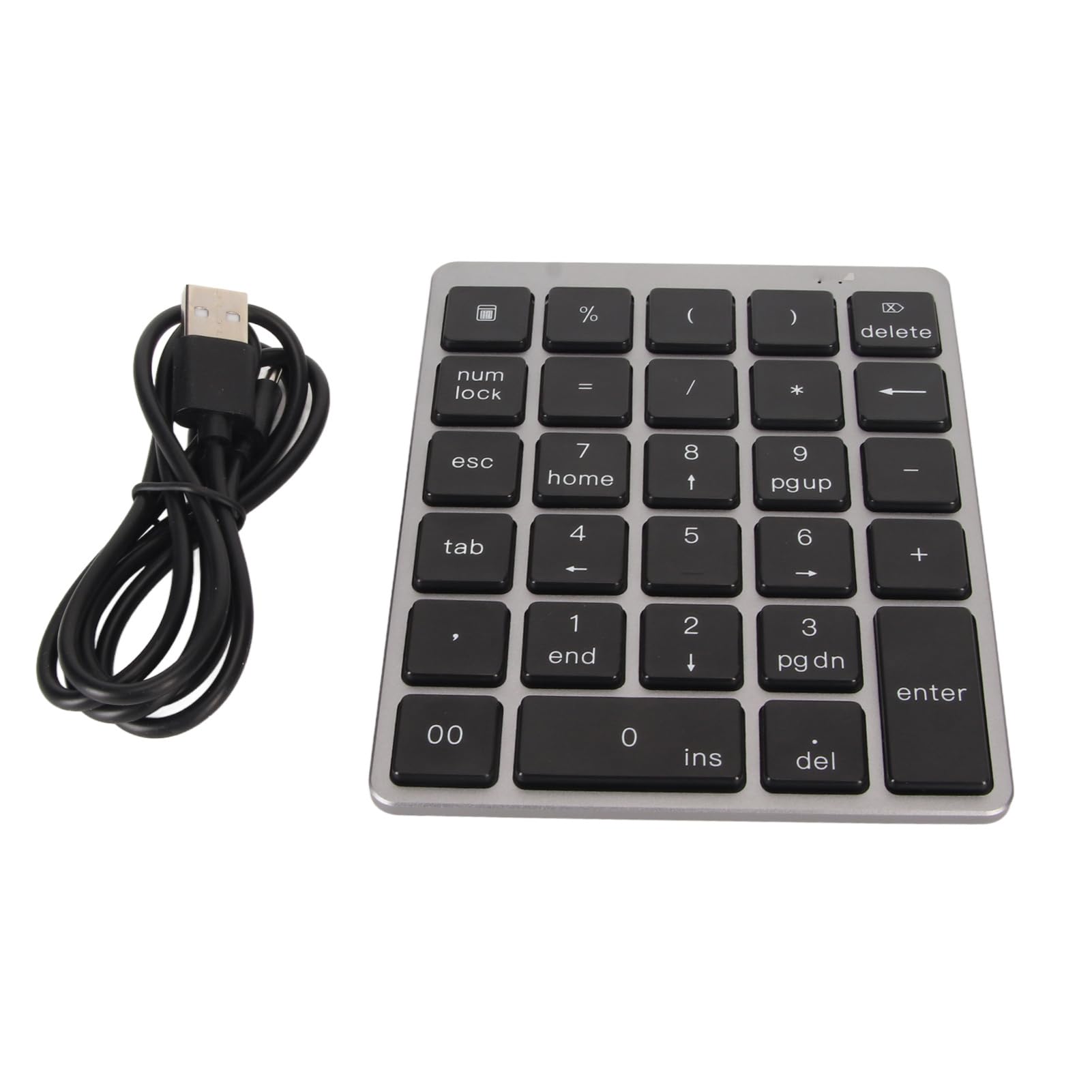 Bezprzewodowe Podkładki Numeryczne, Klawiatura Numeryczna USB Bluetooth, 28 Klawiszy Przenośna Mini księgowość Finansowa Ładowalna Klawiatura Numeryczna do Laptopa, Komputera (Ciemny szary)