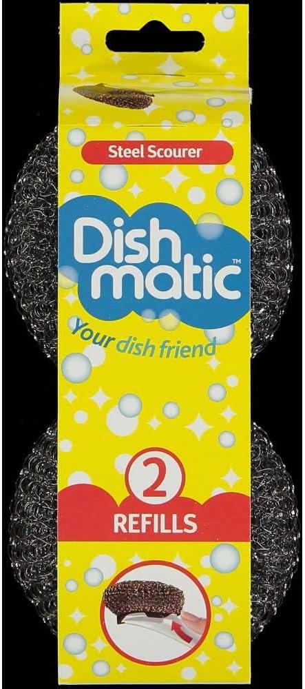 3 Packs of 2 Dishmatic Steel Scourer Refill Heads for cleaning BBQ's, Hot Plates, Steel Pots & Pans (6 in total)
