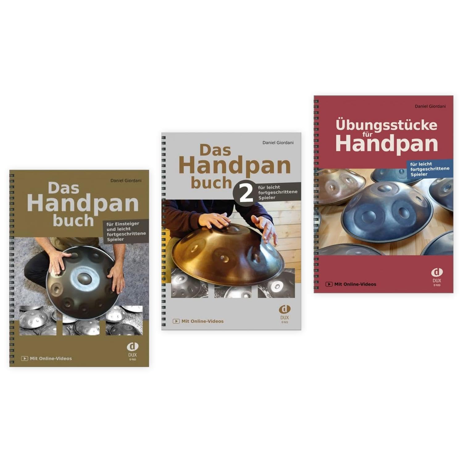 Das Handpanbuch Band 1 + Band 2 + Übungsstücke für Handpan | mit Online-Videos | Daniel Giordani | D910 + D920 + D923 | ISBN 9783868493504 + 9783868494150 + 9783868493849 | Komplettset