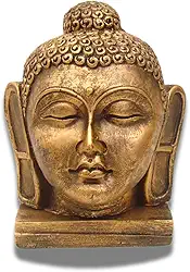 Escultura Cabeça Buda Hindu GR Resina Arte Decorativa 16.5cm