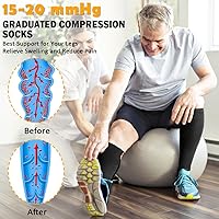 Vista 2 de CASMON 2 pares de calcetines de compresión con cremallera para mujer y hombre, calcetín de apoyo hasta la rodilla con punta cerrada de 15-20 mmHg