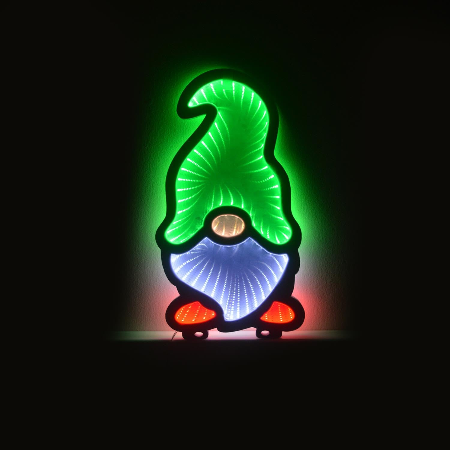 Yöl Gonk 40Cm Infinity Led Colourful Christmas In Green Hat With Base Xmas Light-Up Decoration