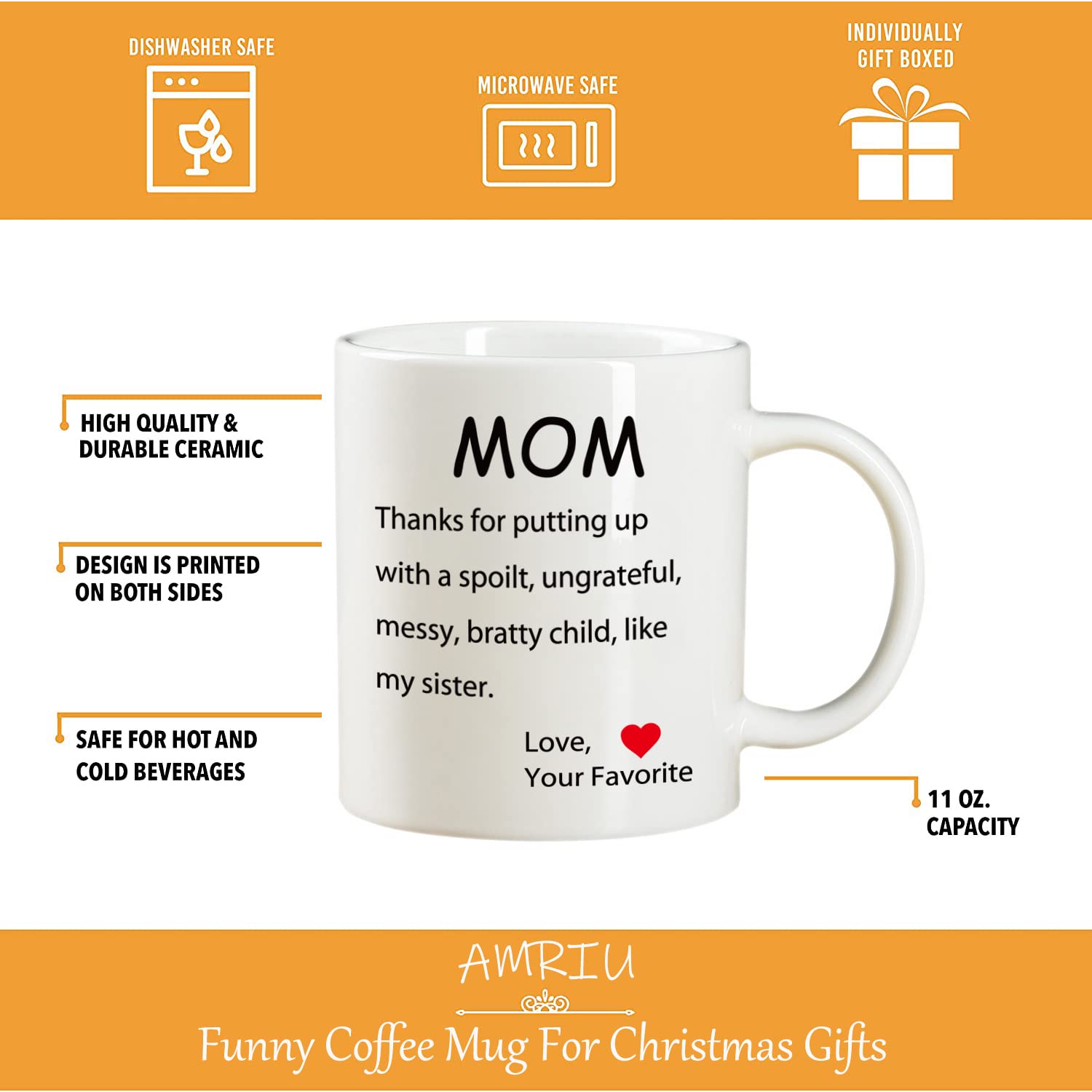 Gifts For Mom From Daughter Son Kids 11oz Novelty Coffee