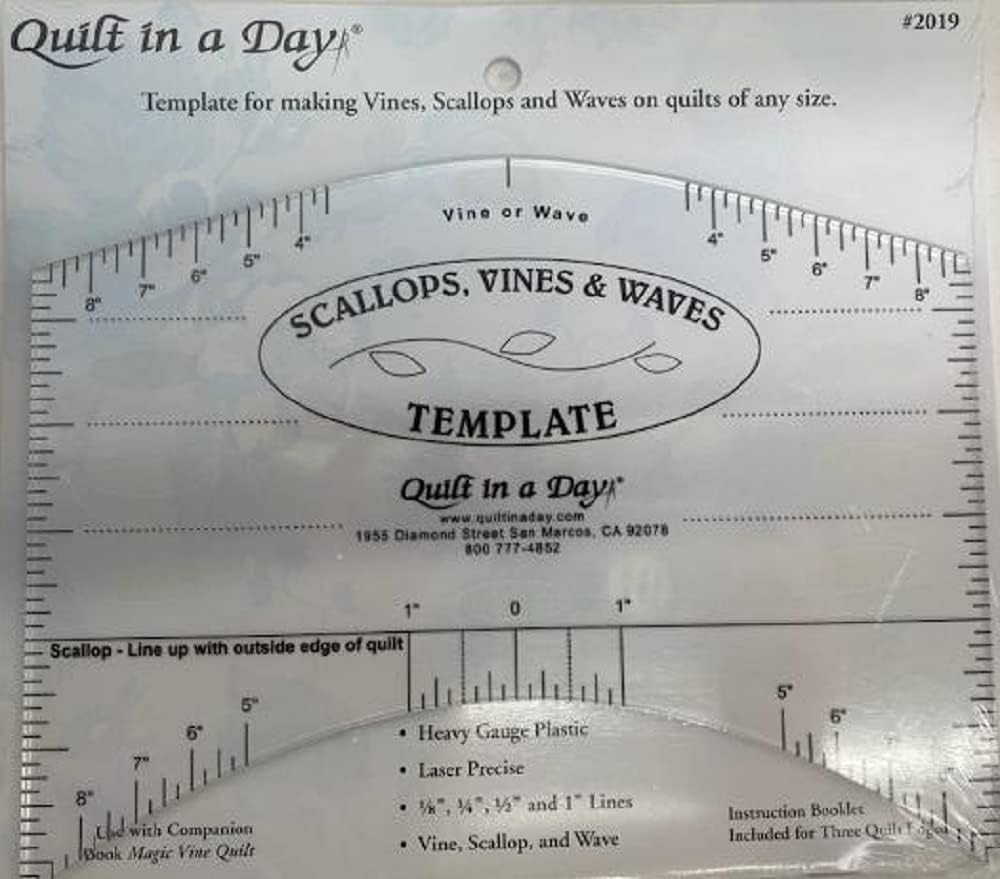 Quilt In A Day Scallops, Vines and Waves Template9InchX7Inch
