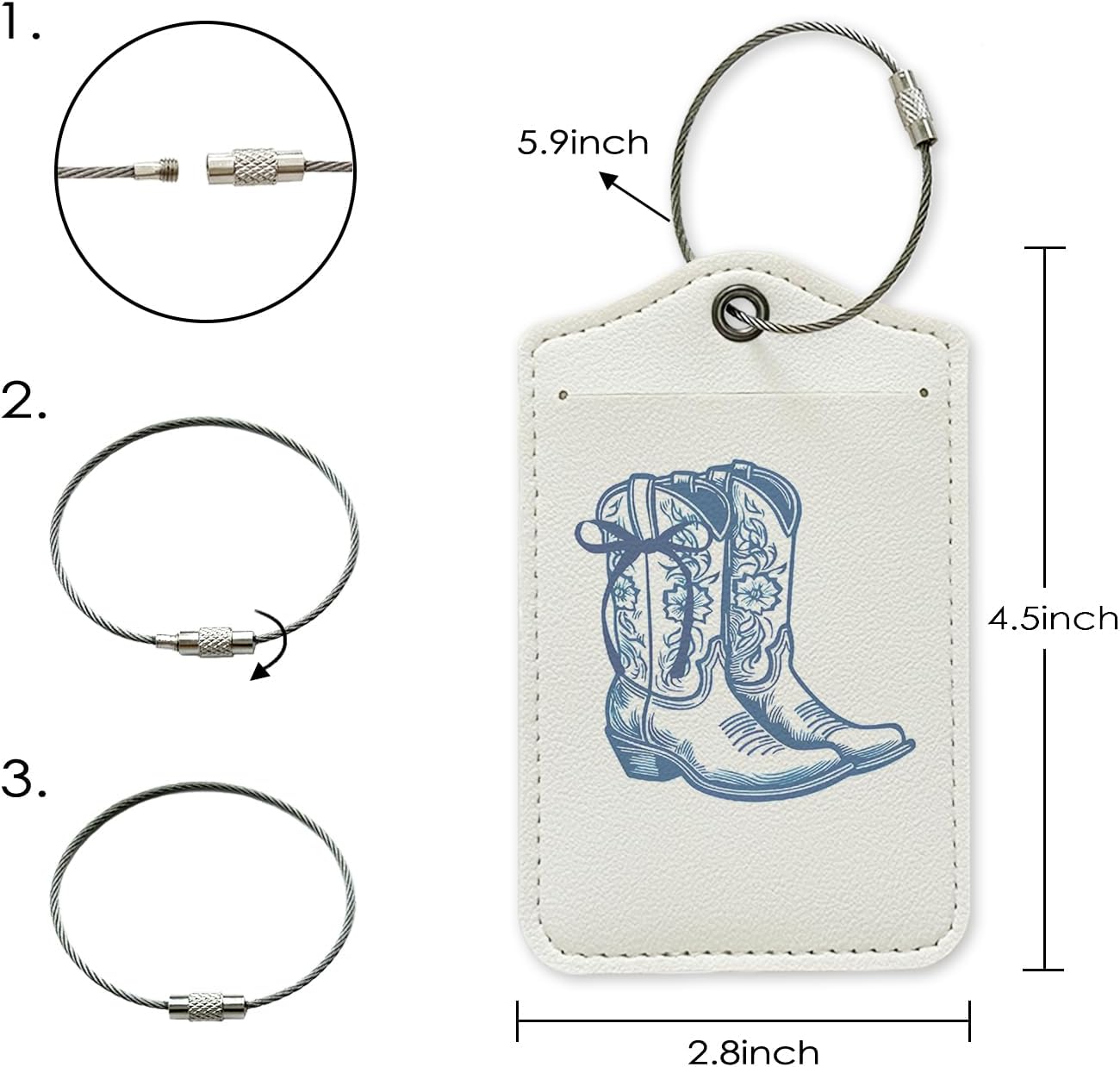 Blue Coastal Cowgirl Western Luggage Tag, Western Preppy image 2