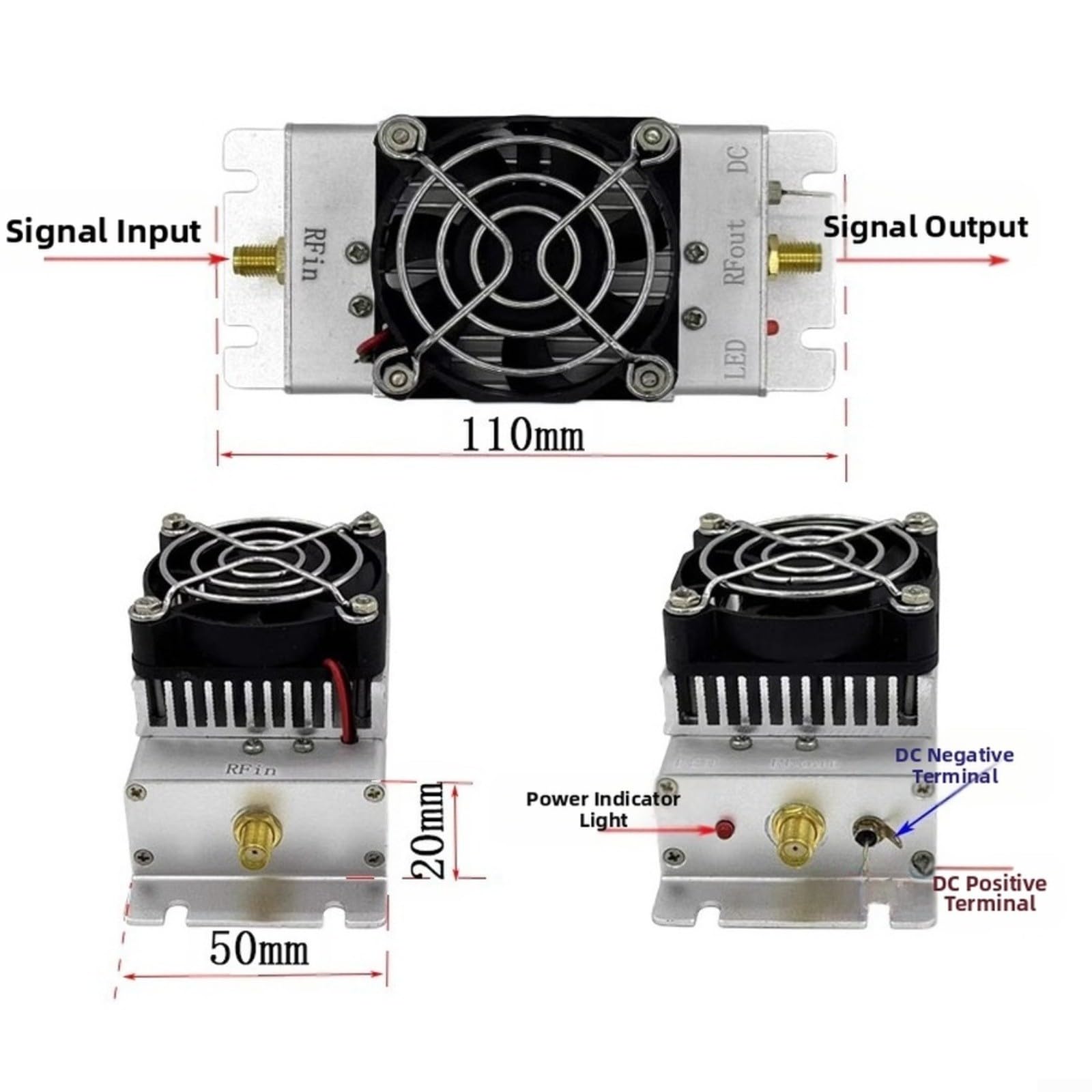 RF - Amplificador de potencia (400-450 MHz, 10 W, 48 dB, ganancia UHF, con