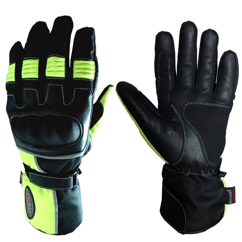 SPEED MAXX LTD MENS BLACK/HiViz MOTORBIKE/MOTORCYCLE/MOTOCROSS TEXTILE GLOVES (L)