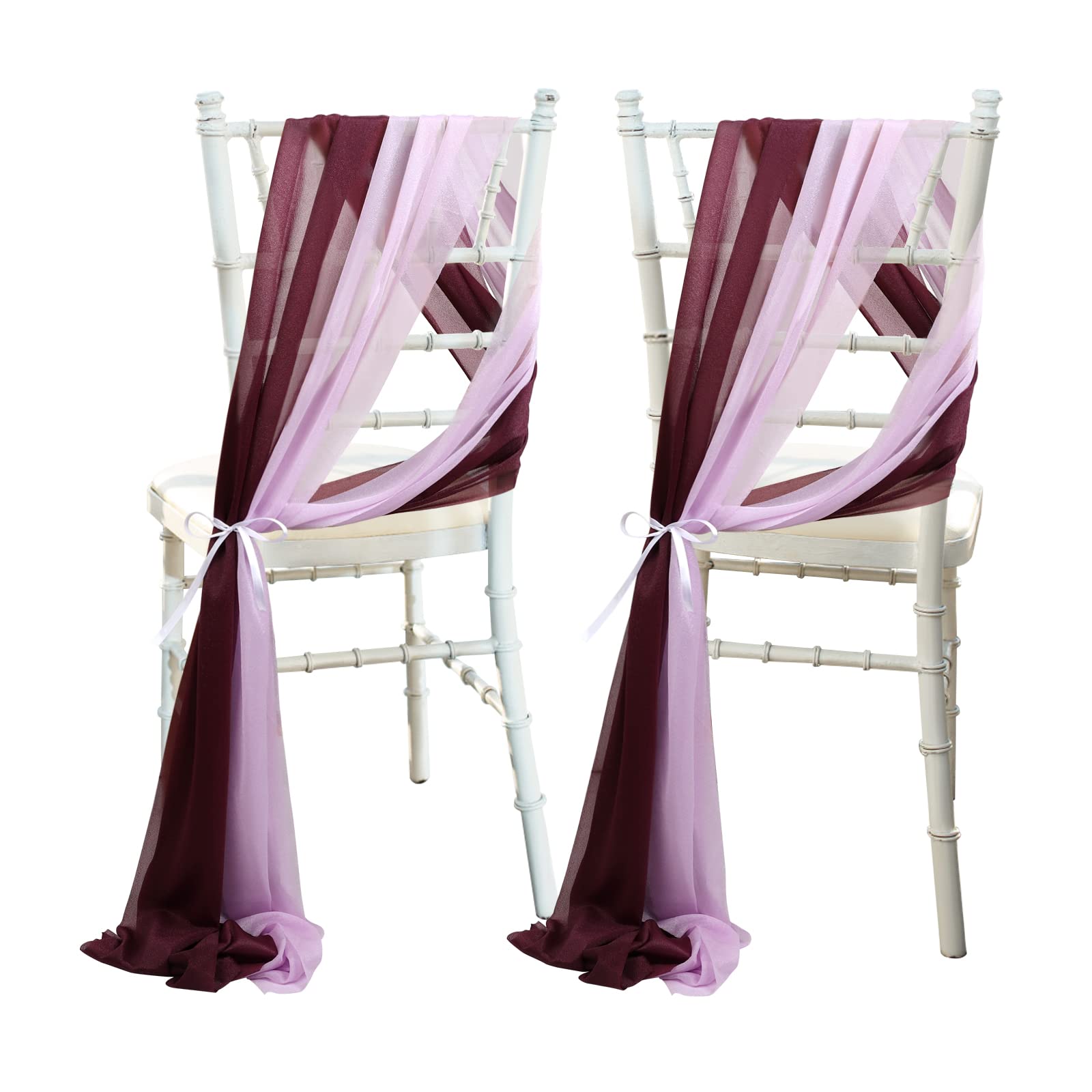 Kit 5 Faixas Para Cadeiras Brancas RAINFLOW - Decoração Para Casamentos E Festas Em Tule