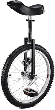 Single Wheel Unicycles Unicycles for Adults, 16/18 /20 Inch Outdoor Unicycle Balance Exercise Fun Bike Fitness Scooter Circus, Adjustable Seat, Loads 150kgBlack,20 inch