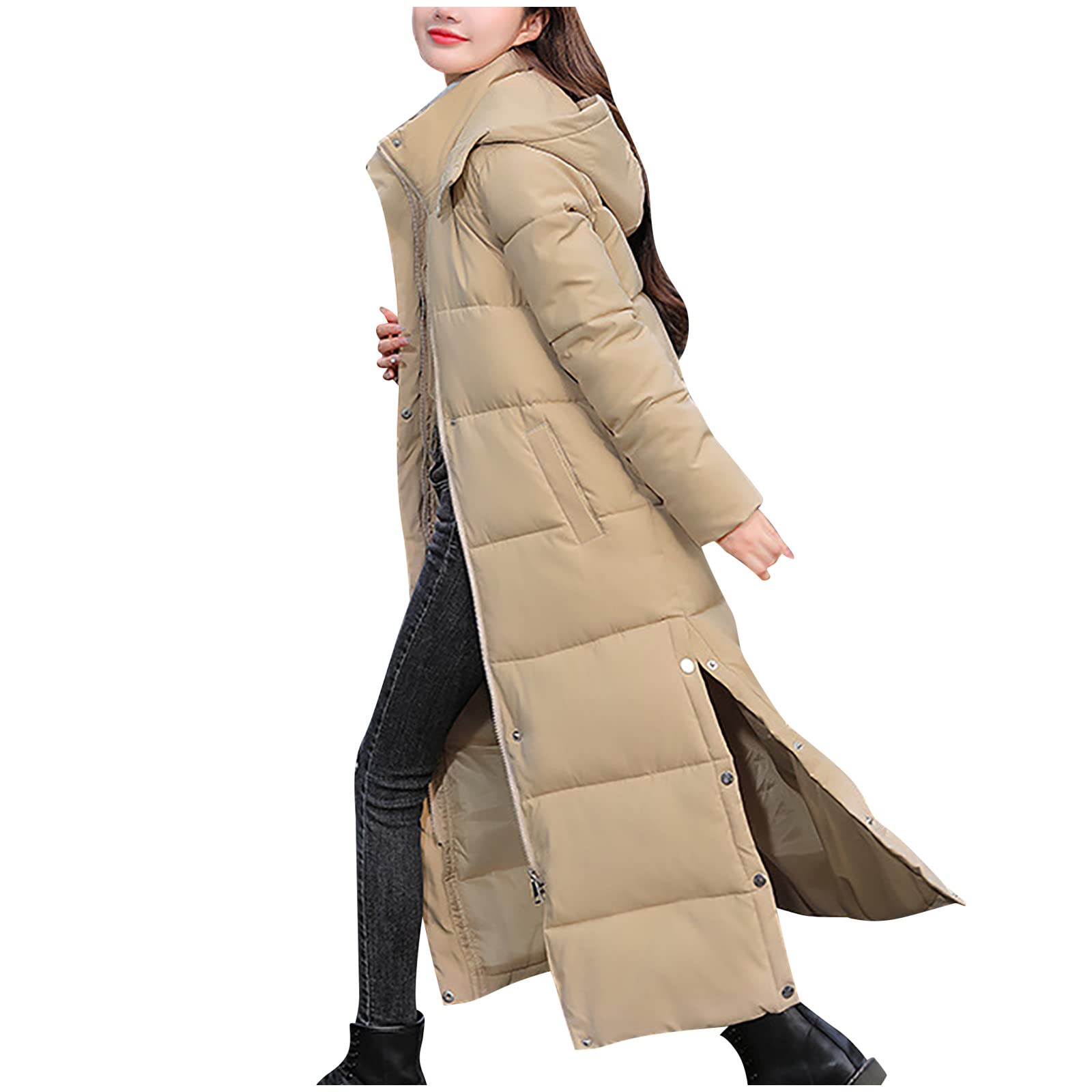 Wintermantel Damen Lang Winterjacke Dicke Steppjacke Warm Daunenjacke Winter Steppmantel Winddicht Damenmantel mit Kapuze Parka Outdoorjacke Frauen Mantel Große Größen Extra Lange Daunenmantel