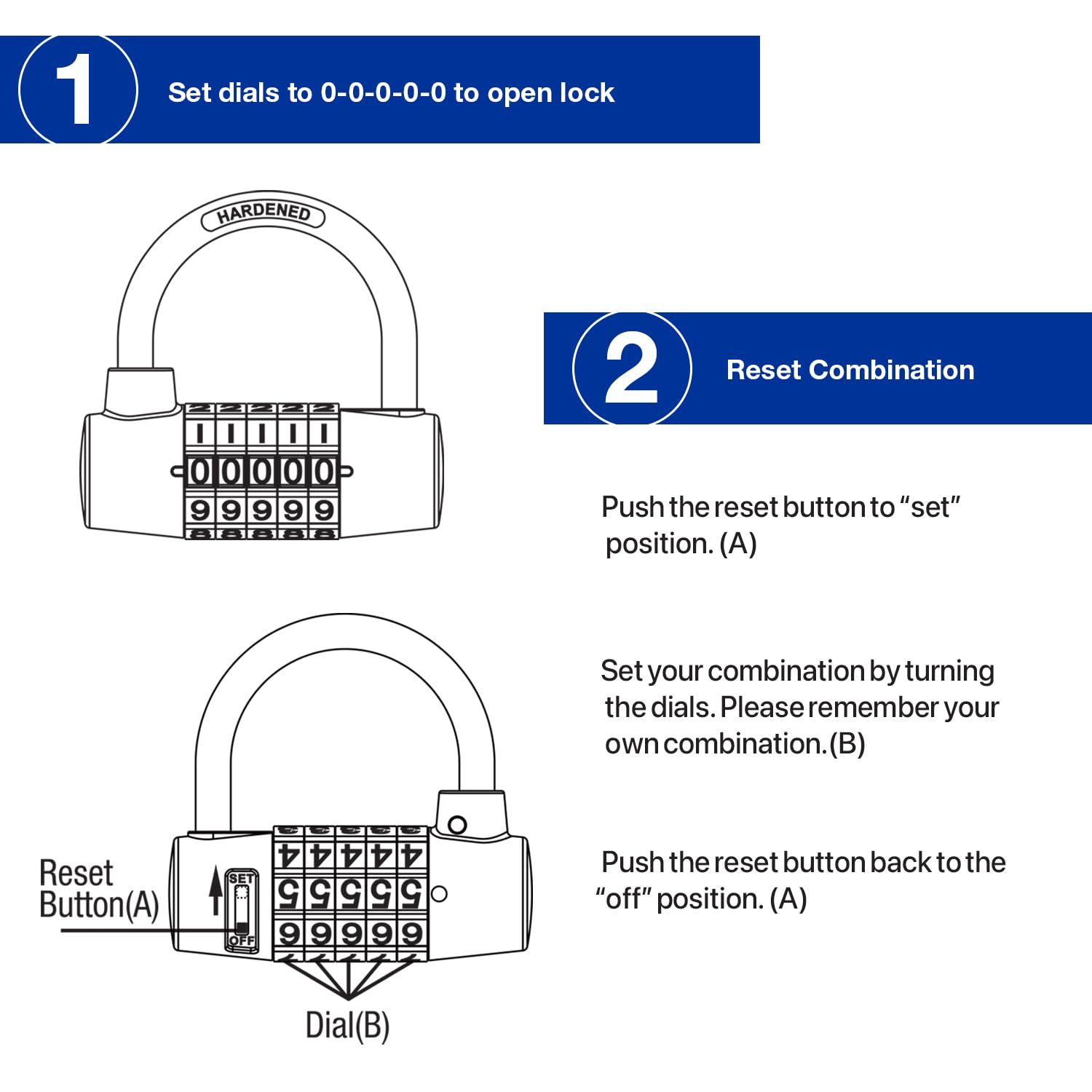 Brinks Candado de combinación reajustable con barra en U pequeña de 2-7/8 pulgadas
