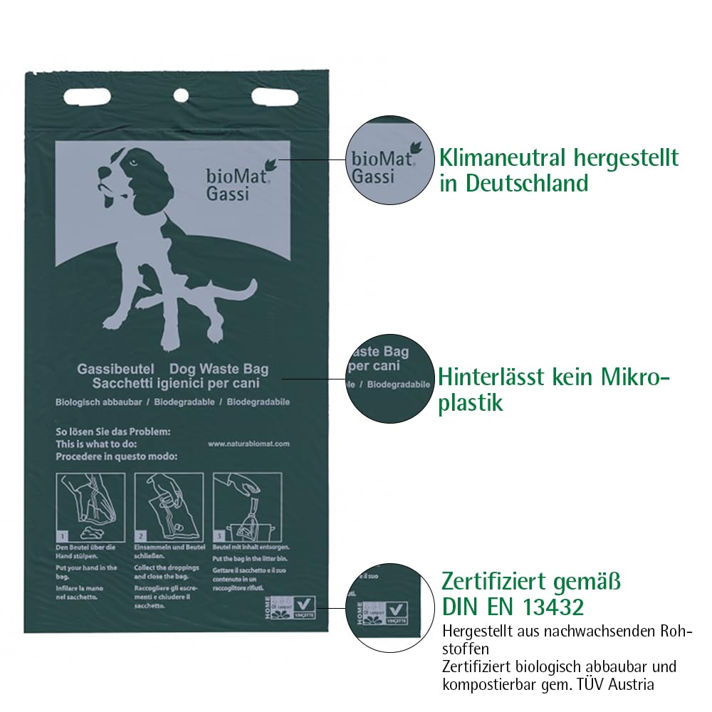 bioMat Sacchetti Compostabili per Cani, 2500 Pezzi, Verde, Prodotti nell'Unione Europea