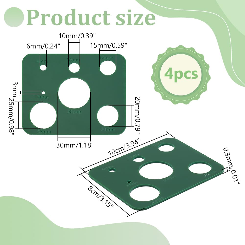 PH PandaHall 4PCS Safety Eyes Insertion Tool Green Auxiliary Tool for Attaching Safety Eyes and Washers Eyeball Gauge Board Rectangle Crochet Tools for Crochet Stuffed Animal Eyes 3/6/10/15/20/25/30mm - Image 2