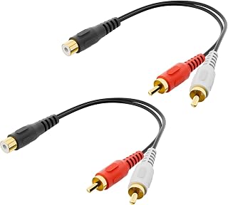 VCELINK RCA Splitter 1 Female to 2 Male, Stereo Audio Y Cable, 2 Pack