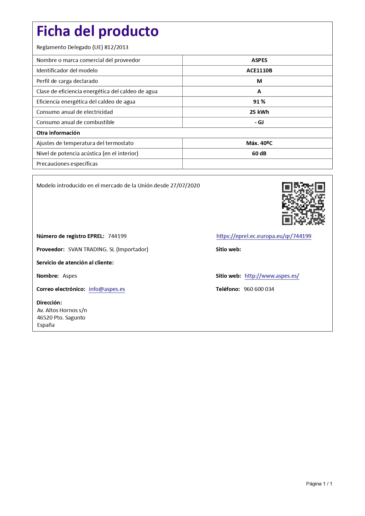 Aspes Calentador de Gas 11 Litros ACE1110B. Instalación Vertical, 45W, Incluye Kit de Montaje, Termostato Mecánico, Termómetro Digital, Blanco, Eficiencia Energética Clase A