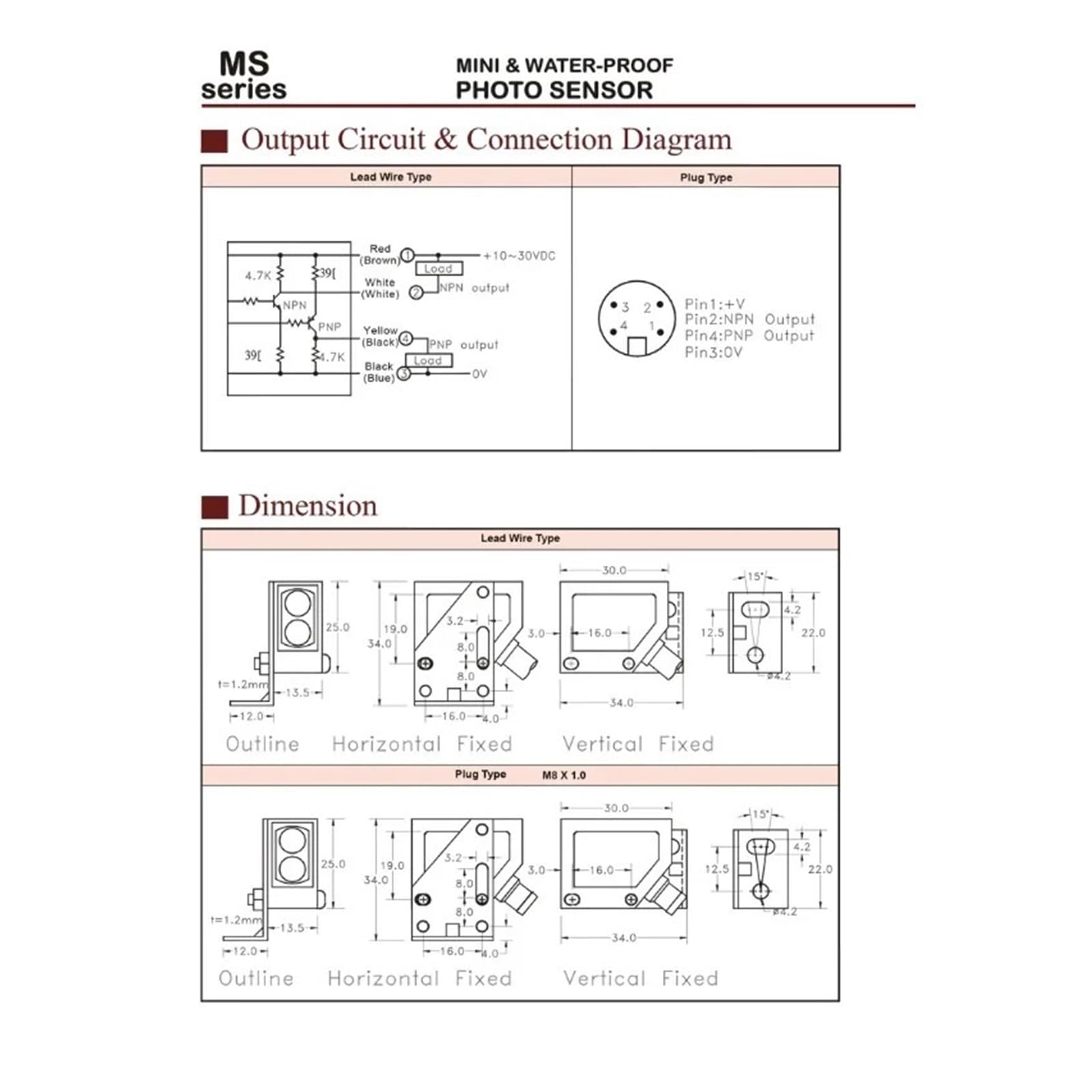 Interrupteur photoélectrique MR-10X MR-30X/MR-60X(MR-30X)