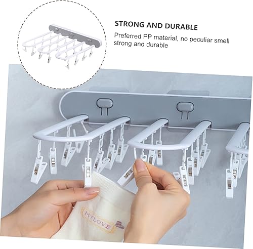 Miniatura 2 de Hemoton Estante de secado de pared para ropa sucia, calcetines de secado de tendedero, colgador de ropa plegable