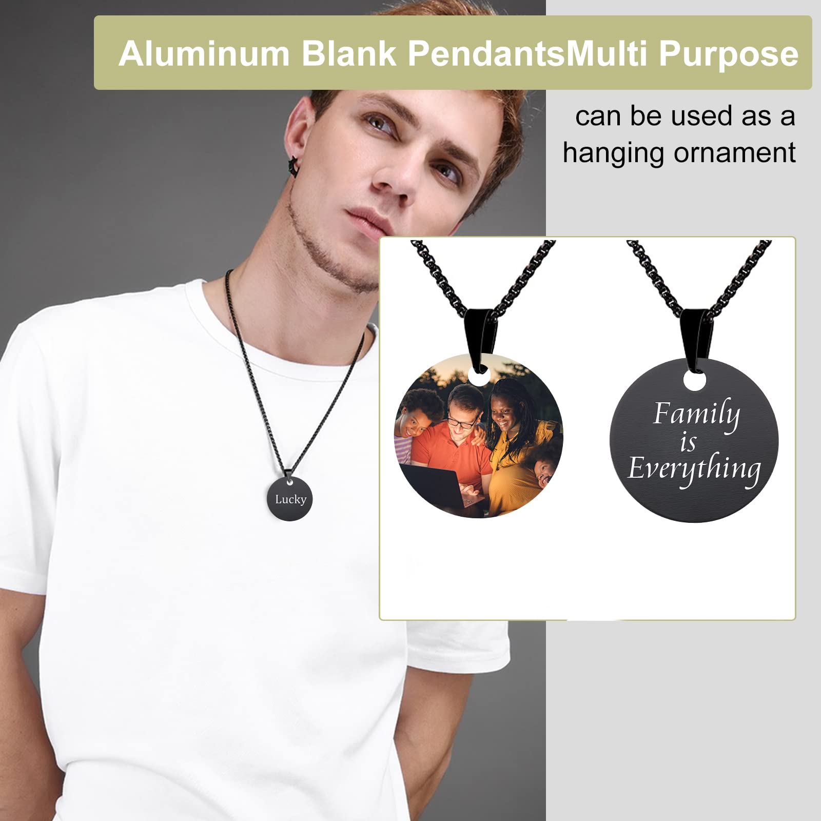 BENECREAT 30 pz Ciondoli Rotondi Piatti Ciondoli in Alluminio Vuoto Stampaggio Dischi Spazi 25mm per Creazione di Gioielli Braccialetto Collana, Nero