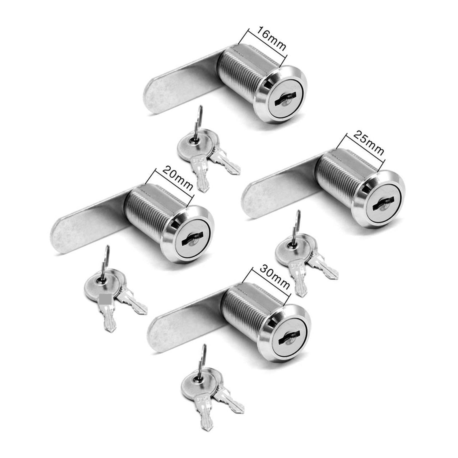 Cerradura para gabinete 4 juegos de cerradura, puerta, barril, cajón, gabinete, buzón correo, armario for cerraduras muebles seguridad, 16/20/25/30mm con 2 llaves(25mm)
