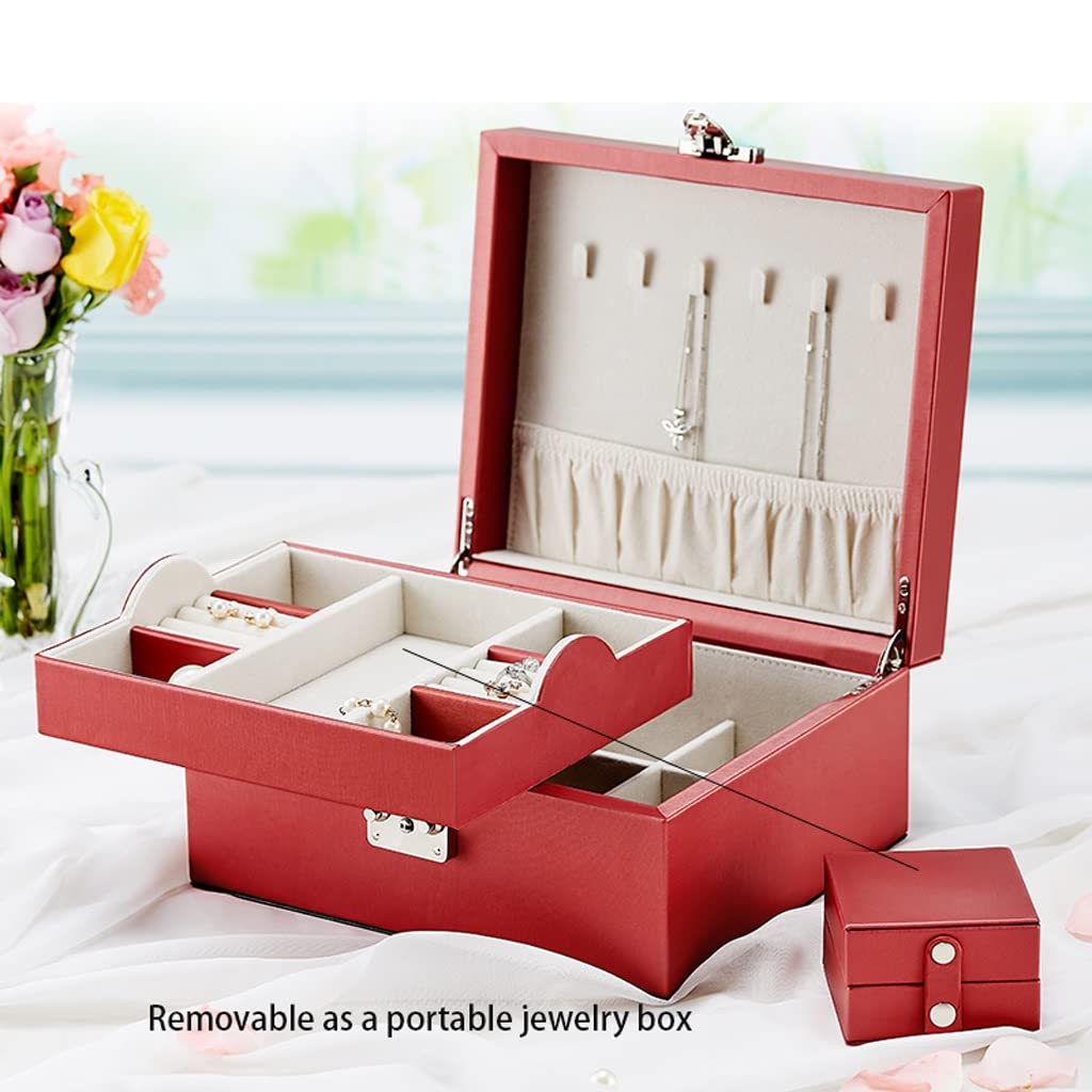 Caja De Joyería Jewelry Box for Women, Organizador de joyería de 2 Capas Mostrar Caja con Compartimentos de Viaje Regalo de Almacenamiento de Joyas for niñas Madre Organizador De Joyas(B)