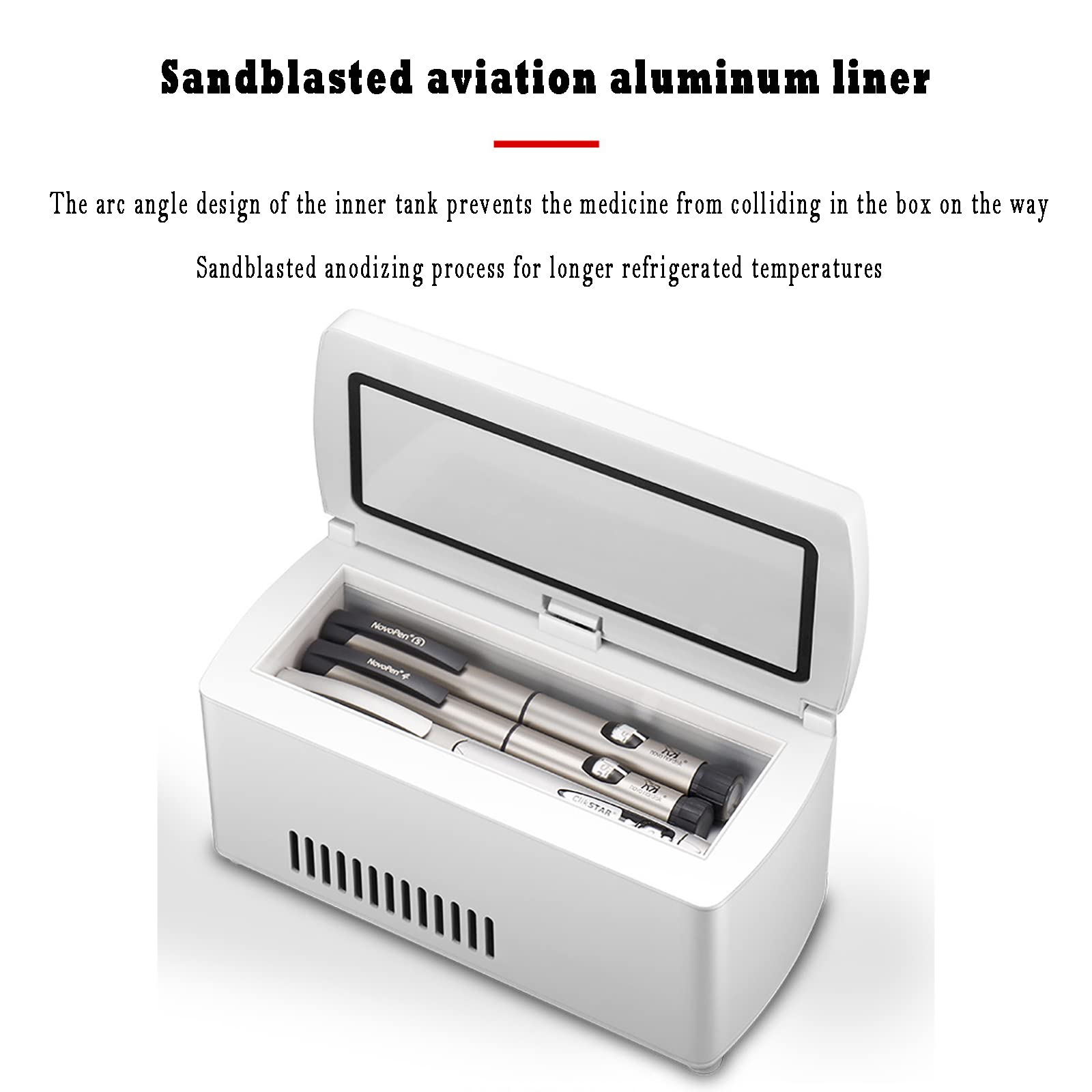 Caja Fría para Insulina, Caja Fría para Medicamentos USB con Pantalla Digital LCD, Admite Múltiples Métodos De Carga, Enfriamiento Rápido, Sistema De Alarma De Batería Baja