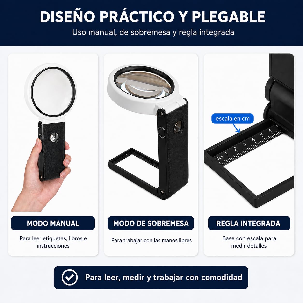 Lupa con Luz 10X 30X y 21 LED – Lupa de Gran Aumento para Personas Mayores, Lectura, Joyería, Monedas y Manualidades.