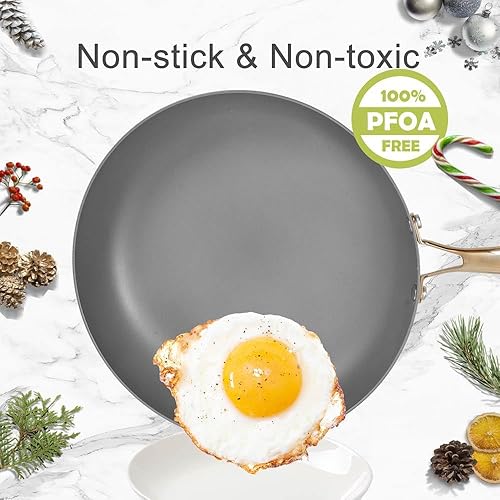 Miniatura 2 de AUDANNE Juego de 9 ollas y sartenes antiadherentes, utensilios de cocina antiadherentes, sartenes de cocina incluyen sartén con tapa, cacerola,