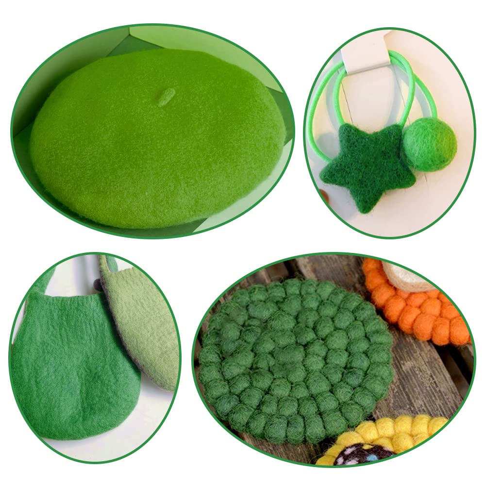 Wełniane rowingi luzem – 250 g, gruba przędza wełniana, do filcowania igłowanego, miękka wełna filcowa, do ręcznego wirowania, mieszania, tkania i majsterkowania (trawa zielona)