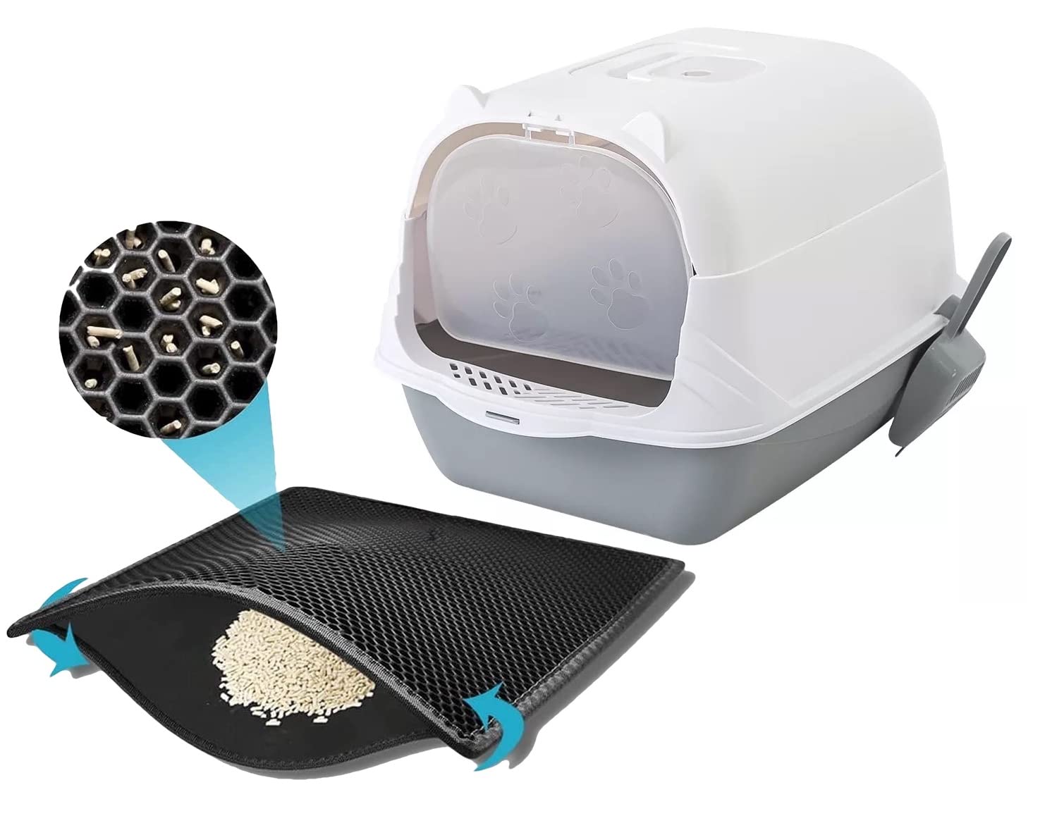 PawLites Combo Cat Litter Box and Cat Litter Mat Combo Tray with Dome and Scoop with Foul Smell Absorber (B0C4B7BTNP) Amazon Price History, Amazon Price Tracker