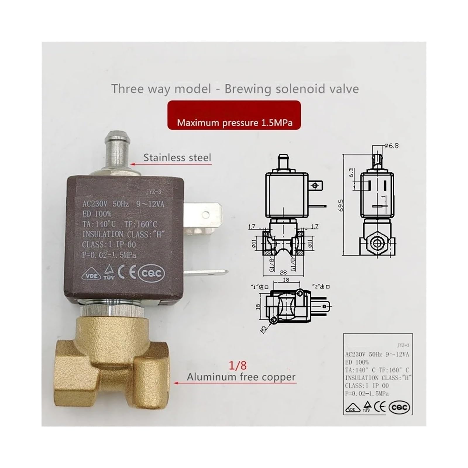 Valvola Solenoide Due/Tre Vie 230V 50Hz for Macchina Da Caffè
