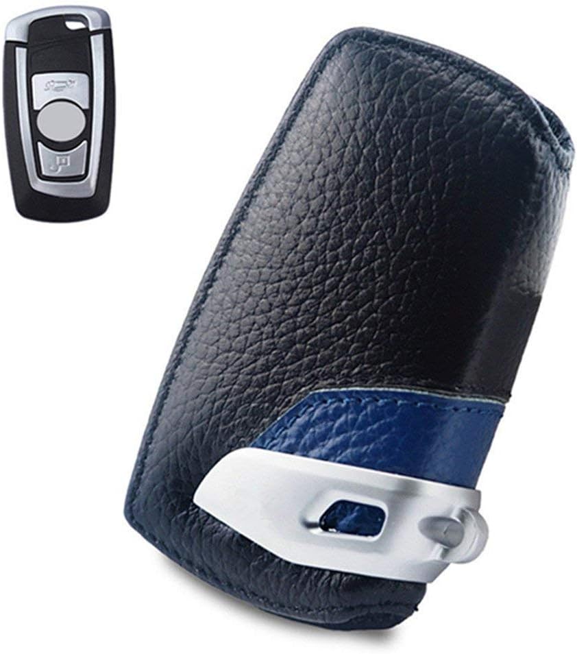 Car Genuine Leather Smart Key Cover Case For BMW F10 F20 F30 NEW 1 2 3 4 5 6 7 Series X3 X4 320I 116I 118I 328I 530I Remote Control Accessories (Blue)