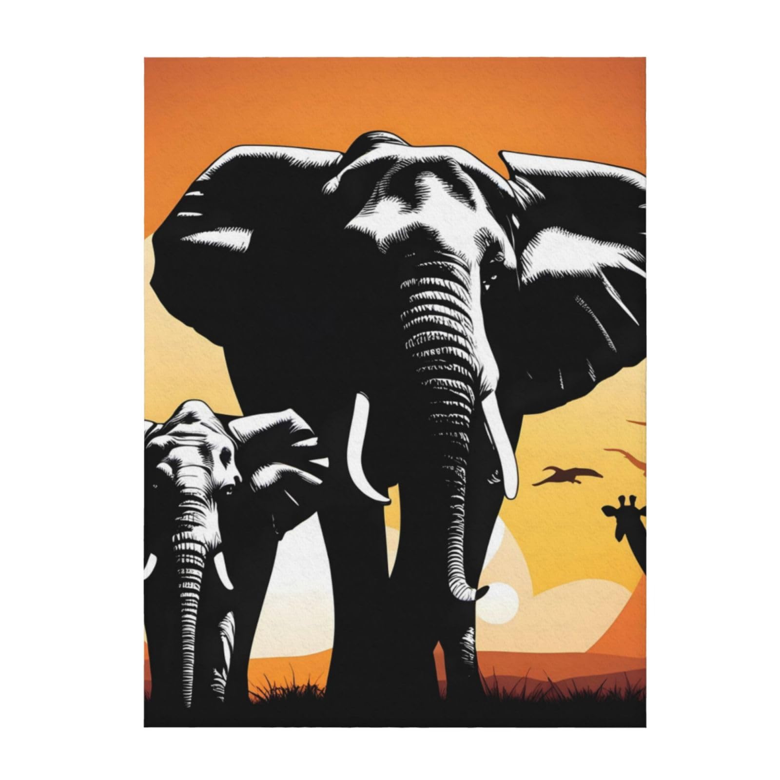 Couverture éléphant safari cadeau plaid doux 127x101 cm pour canapé