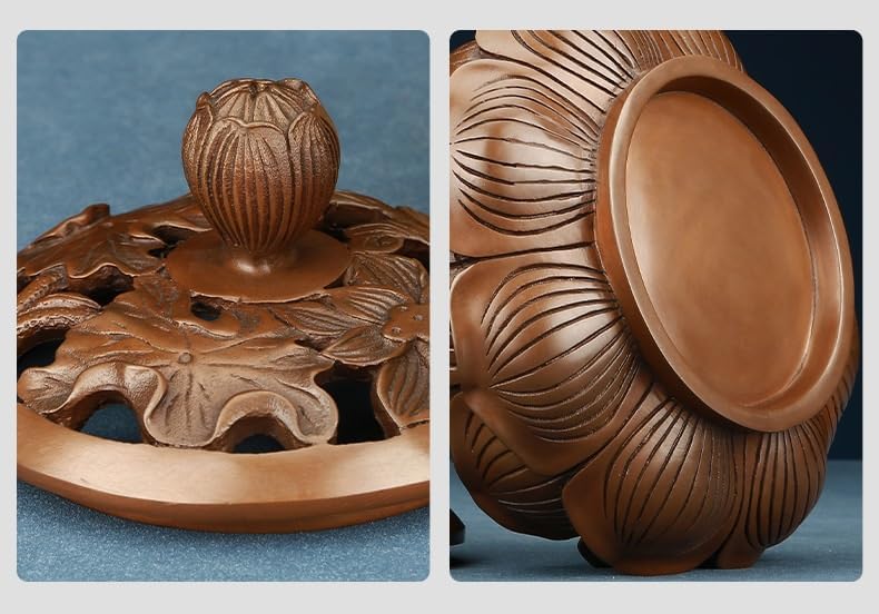 Incense Burner Copper Lotus Incense Burner Household Aromatherapy Burner Ornaments Handicraft Incense Utensils Incense Stick Holder