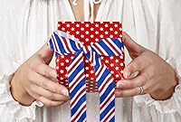 Vista 3 de Threetols Cinta patriótica con borde de alambre de 2.5 pulgadas, 10 yardas, cinta con alambre de purpurina roja y azul para el Día de los Caídos