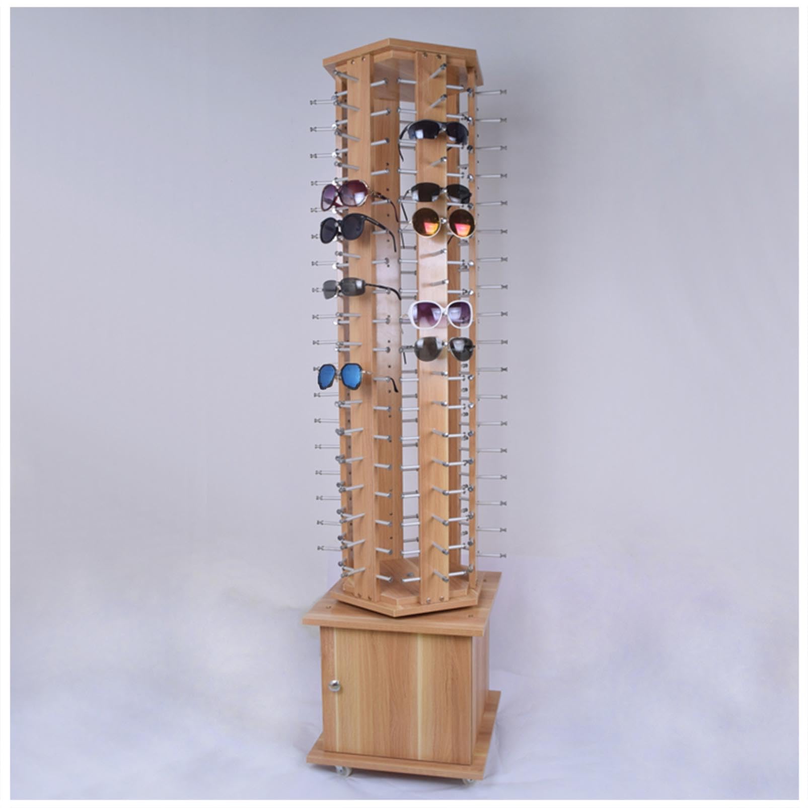 CAFIEDR Mobile Floor-Standing Glasses Stand, Commercial Sunglass Stand, 360 Degrees Rotating Eyeglasses Organizer.
