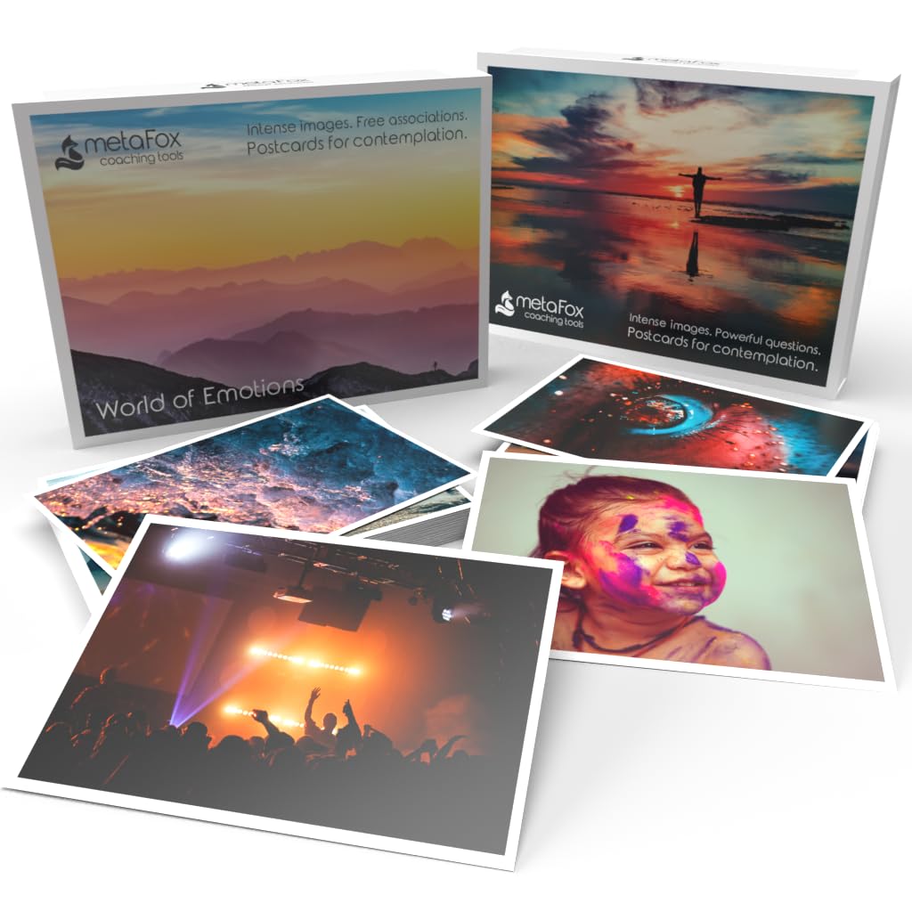 metaFox Bundle - 'Original Motivational Postcards' and 'World of Emotions' Coaching Cards - Ideal for Emotional Intelligence, Difficult Conversations, Inspirational Cards, Motivational Cards