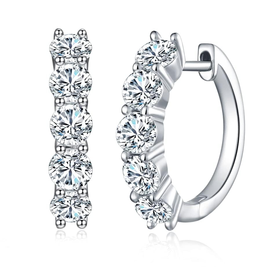 AnuClub Moissanite Hoop Earrings, 3cttw D Color Round Cut Hoop Earrings, 925 Sterling Silver With GRA Certificate2