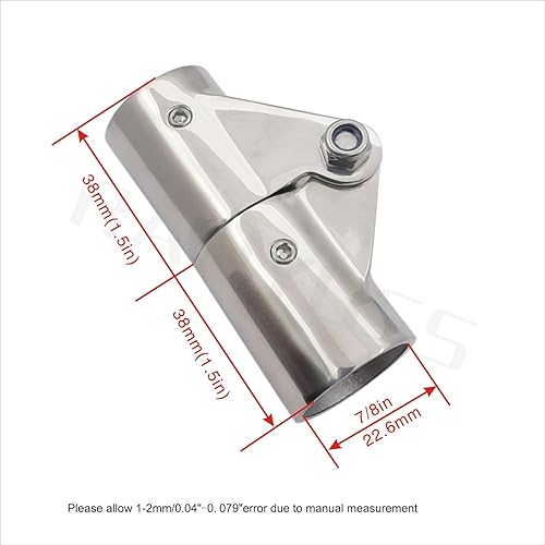 Miniatura 9 de RANYUSS Conector giratorio plegable de acero inoxidable 316 resistente para tubo de barandilla de mano de barco de 78 pulgadas o 1 pulgada
