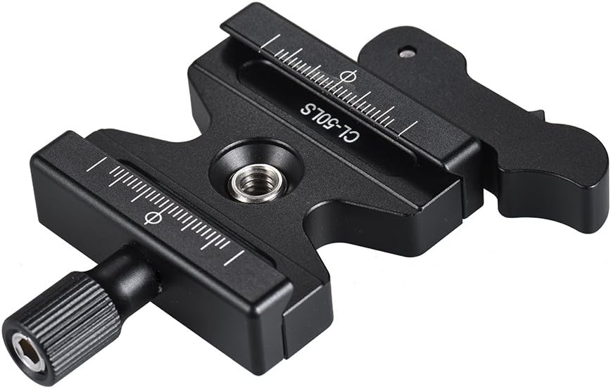 Andoer CL-50LS Aluminum Alloy Quick Release Clamp with Adjustable Lever Knob-Type 1/4" & 3/8" Screw Hole Compatible for Arca Swiss Standard Quick Release Plate Ball Head Tripod