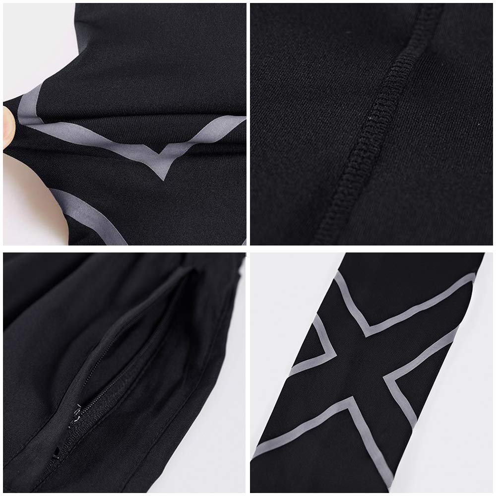 Moda odzież fitness, czteroczęściowy dres treningowy, odzież sportowa dla mężczyzn, elegancka, czarna, L