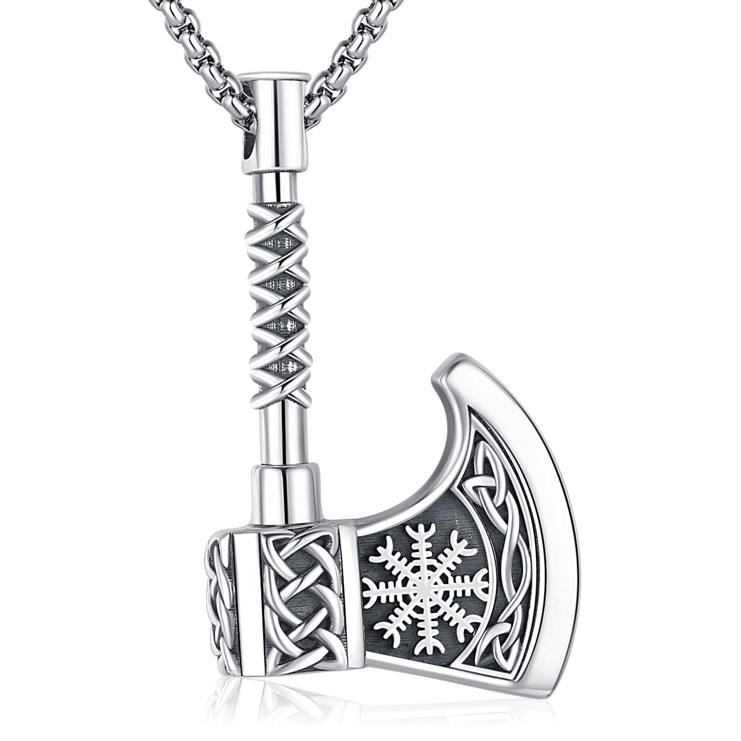 FriggemCollar vikingo,Colgante Raven/Valknut/Odín/Tomahawk/Martillo de Thor de plata de ley 925, Joyería Amuleto Regalos para hombres y mujeres