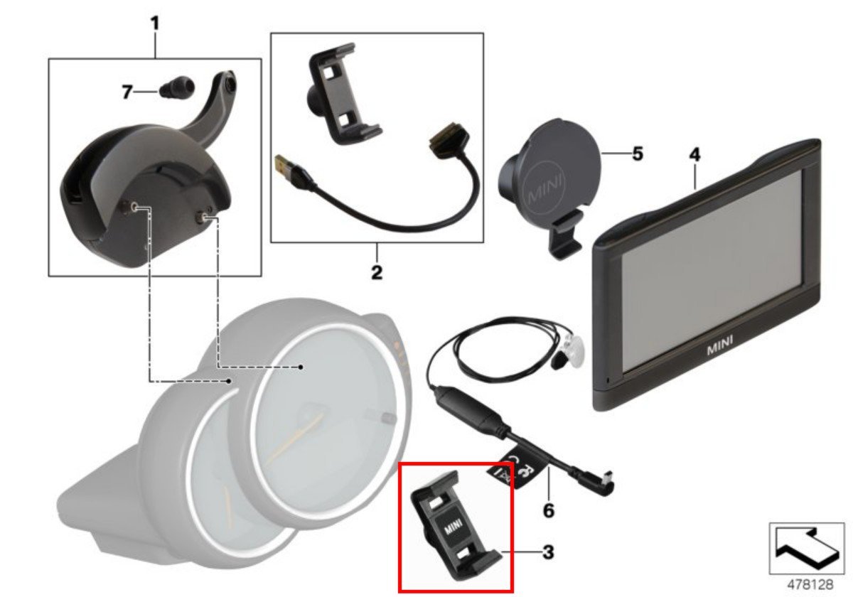 Original Mini Click Drive Clip, chiusura, senza piastra di base supporto per mini F54, F55, F56, F57, F60